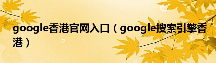 google香港官网入口(google搜索引擎香港)