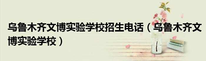 乌鲁木齐文博实验学校招生电话(乌鲁木齐文博实验学校)