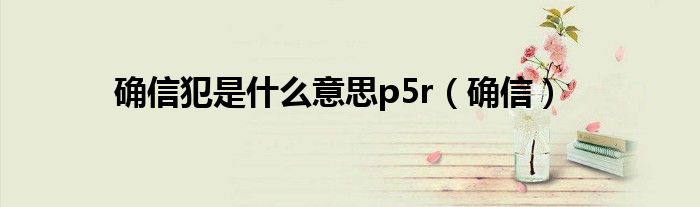 确信犯是什么意思p5r(确信)