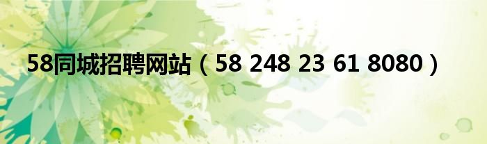 58同城招聘网站(58 248 23 61 8080)