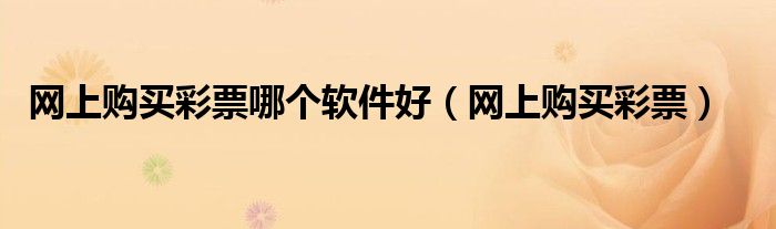 网上购买彩票哪个软件好(网上购买彩票)
