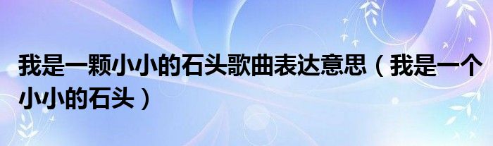 我是一颗小小的石头歌曲表达意思(我是一个小小的石头)