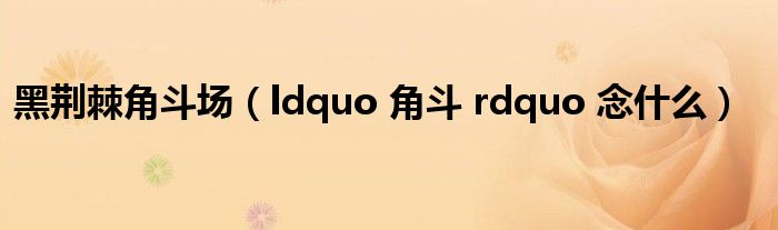 黑荆棘角斗场(ldquo 角斗 rdquo 念什么)