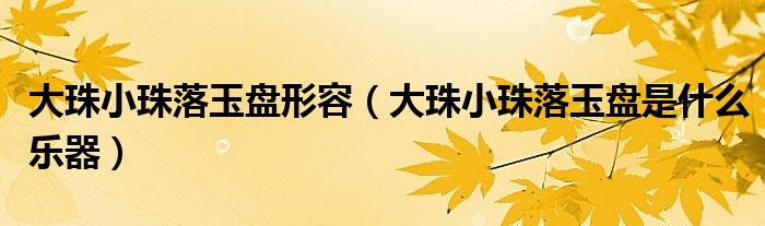 大珠小珠落玉盘形容(大珠小珠落玉盘是什么乐器)