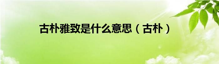 古朴雅致是什么意思（古朴）