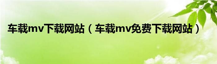 车载mv下载网站(车载mv免费下载网站)