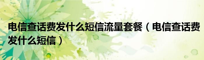 电信查话费发什么短信流量套餐(电信查话费发什么短信)