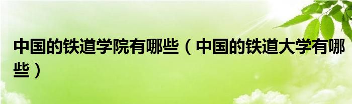 中国的铁道学院有哪些(中国的铁道大学有哪些)