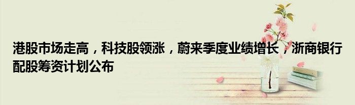 港股市场走高,科技股领涨,蔚来季度业绩增长,浙商银行配股筹资计划公布