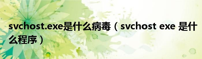 svchost.exe是什么病毒(svchost exe 是什么程序)