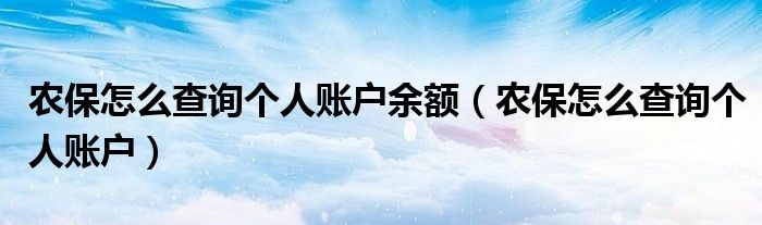 农保怎么查询个人账户余额(农保怎么查询个人账户)