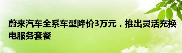 蔚来汽车全系车型降价3万元,推出灵活充换电服务套餐