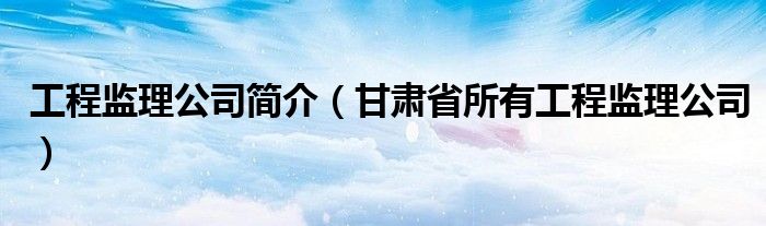 工程监理公司简介(甘肃省所有工程监理公司)