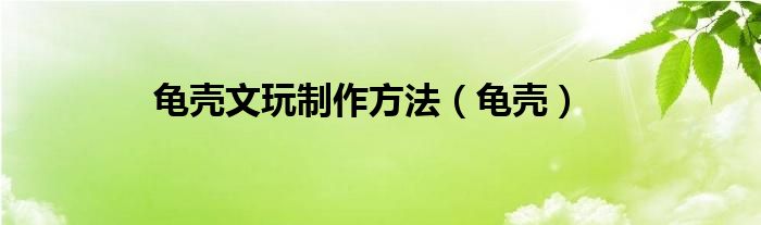 龟壳文玩制作方法(龟壳)