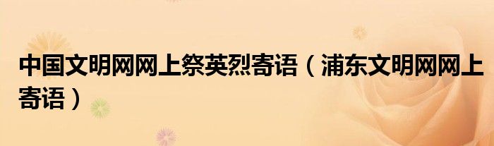 中国文明网网上祭英烈寄语(浦东文明网网上寄语)