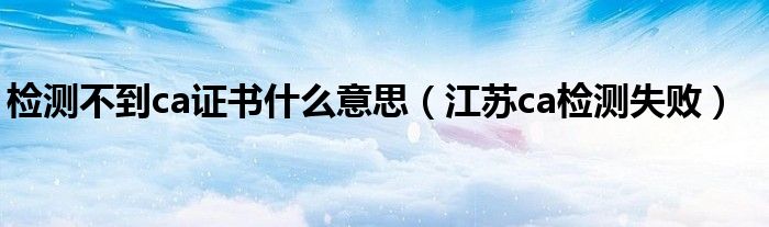 检测不到ca证书什么意思(江苏ca检测失败)