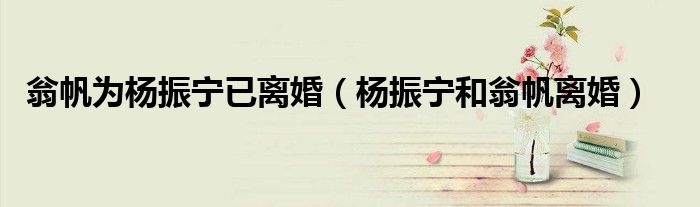 翁帆为杨振宁已离婚(杨振宁和翁帆离婚)