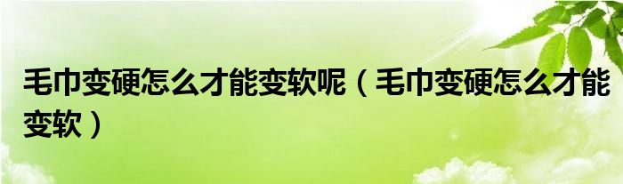 毛巾变硬怎么才能变软呢(毛巾变硬怎么才能变软)
