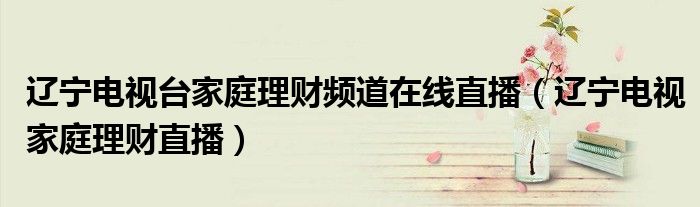 辽宁电视台家庭理财频道在线直播(辽宁电视家庭理财直播)