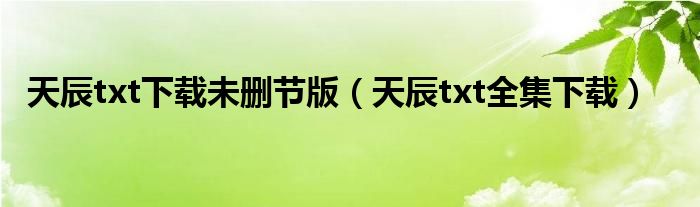 天辰txt下载未删节版(天辰txt全集下载)