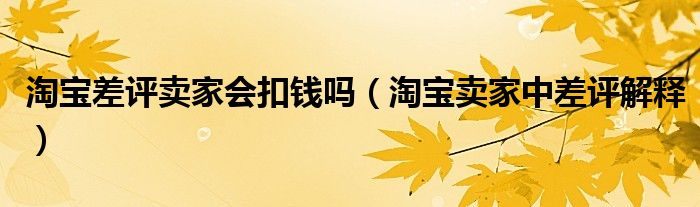 淘宝差评卖家会扣钱吗(淘宝卖家中差评解释)