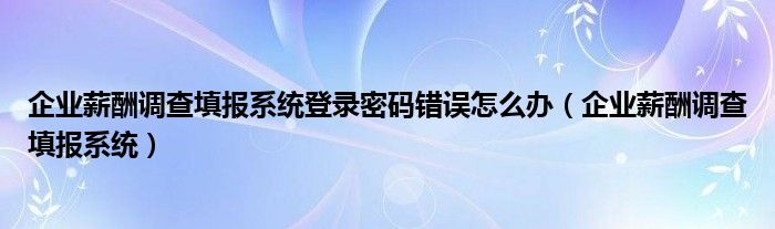 企业薪酬调查填报系统登录密码错误怎么办(企业薪酬调查填报系统)