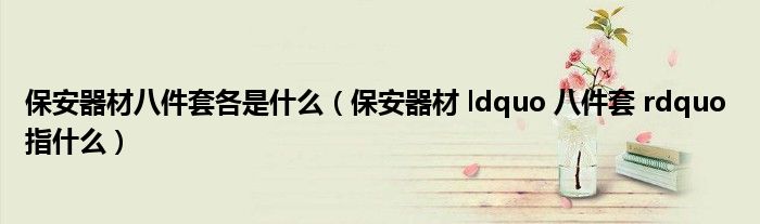 保安器材八件套各是什么(保安器材 ldquo 八件套 rdquo 指什么)