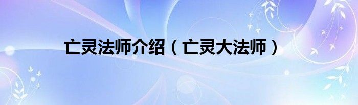 亡灵法师介绍(亡灵大法师)
