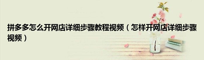 拼多多怎么开网店详细步骤教程视频(怎样开网店详细步骤视频)
