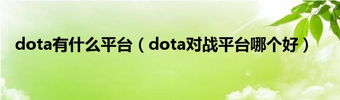 dota有什么平台(dota对战平台哪个好)
