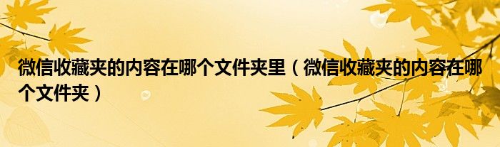 微信收藏夹的内容在哪个文件夹里(微信收藏夹的内容在哪个文件夹)