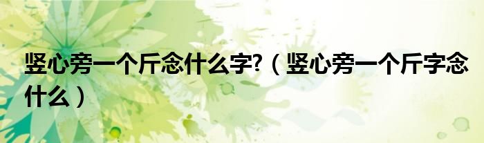 竖心旁一个斤念什么字?(竖心旁一个斤字念什么)