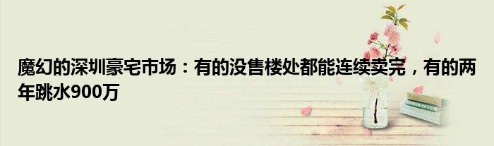 魔幻的深圳豪宅市场:有的没售楼处都能连续卖完,有的两年跳水900万