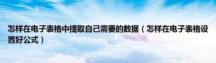 怎样在电子表格中提取自己需要的数据(怎样在电子表格设置好公式)