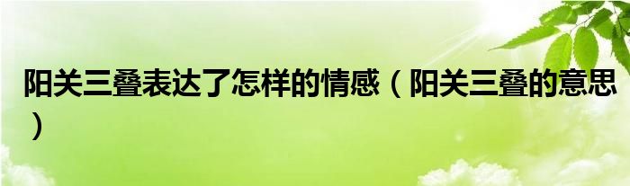 阳关三叠表达了怎样的情感(阳关三叠的意思)