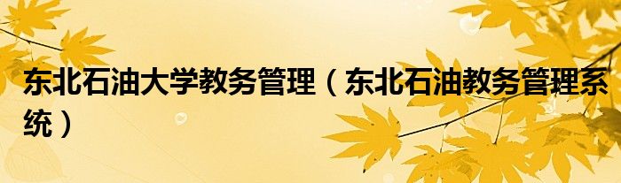 东北石油大学教务管理(东北石油教务管理系统)