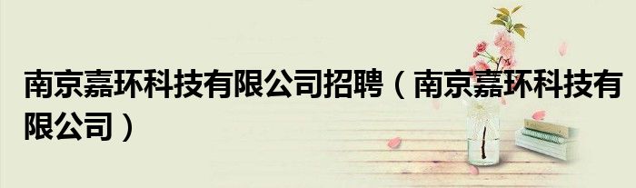 南京嘉环科技有限公司招聘(南京嘉环科技有限公司)