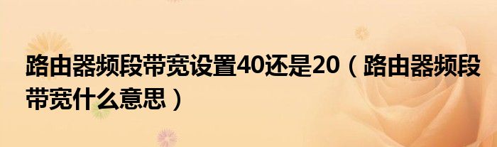 路由器频段带宽设置40还是20(路由器频段带宽什么意思)