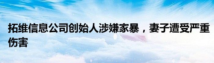 拓维信息公司创始人涉嫌家暴,妻子遭受严重伤害