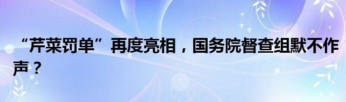 “芹菜罚单”再度亮相,国务院督查组默不作声?