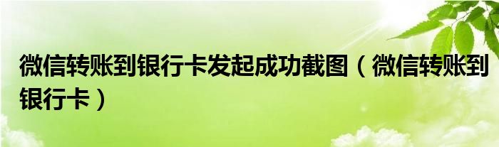 微信转账到银行卡发起成功截图(微信转账到银行卡)