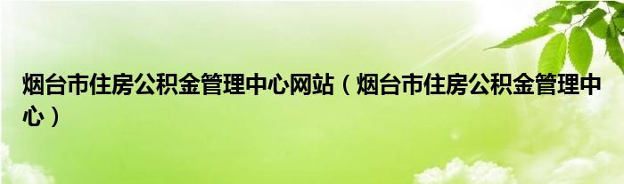 烟台市住房公积金管理中心网站(烟台市住房公积金管理中心)