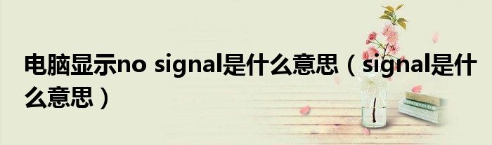 电脑显示no signal是什么意思(signal是什么意思)