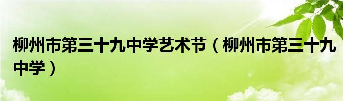 柳州市第三十九中学艺术节(柳州市第三十九中学)