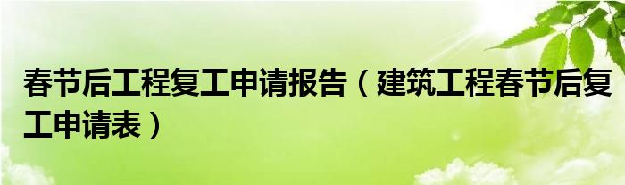 春节后工程复工申请报告(建筑工程春节后复工申请表)