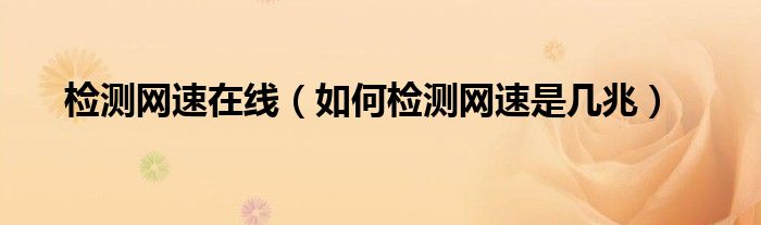 检测网速在线(如何检测网速是几兆)