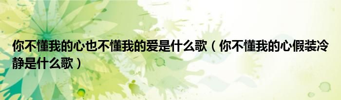 你不懂我的心也不懂我的爱是什么歌(你不懂我的心假装冷静是什么歌)