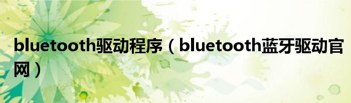 bluetooth驱动程序(bluetooth蓝牙驱动官网)