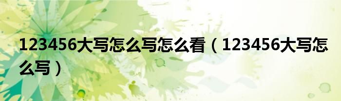123456大写怎么写怎么看(123456大写怎么写)