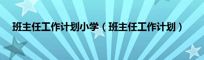 班主任工作计划小学(班主任工作计划)